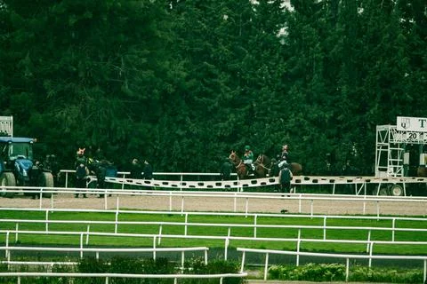 While horses race at the hippodrome. Stock Photos