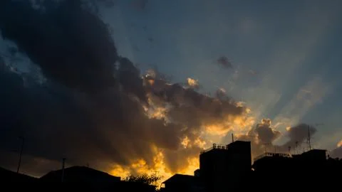 While The Sun Sets In The City Stock Photos