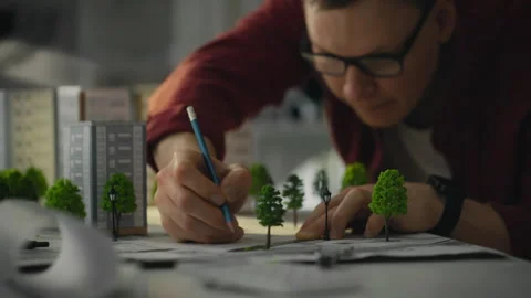 While working in the design studio of an industrial enterprise, design engin Stock Footage 271155979