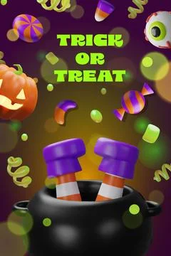 Whimsical 3D Halloween a witch legs Stock Illustration
