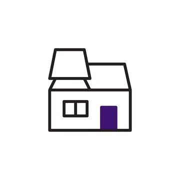 Whimsical abode rendering a simple dwelling with geometric forms and playfu.. Stock Illustration