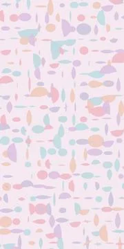 A whimsical arrangement of floating organic forms in blush, lavender, mint,.. Stock Illustration