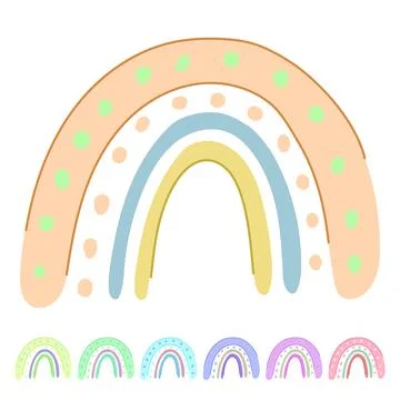 Whimsical baby boho rainbow vector cartoon graphic Stock Illustration