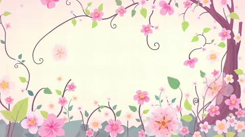 Whimsical Blooming Tree: A Gentle and Colorful Animated Scene Stock Footage 307471591