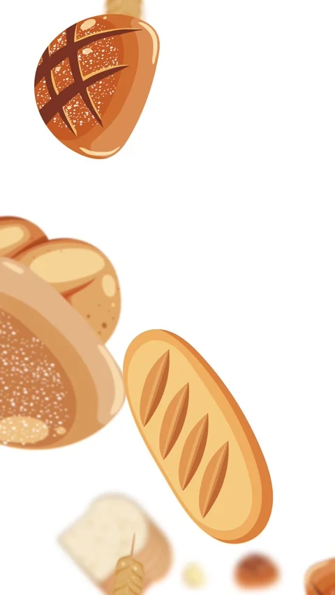 Whimsical Bread Shower Animation with Wheat Elements Stock Footage 305294714