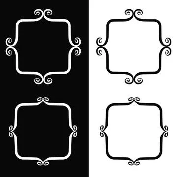 Whimsical brush frames Stock Illustration