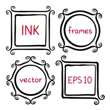 Whimsical brush frames Illustrazione stock