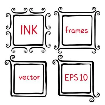 Whimsical brush frames Stock Illustration