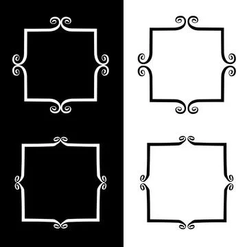 Whimsical brush frames in white and black Stock Illustration