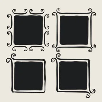Whimsical brush painted frames Stock Illustration