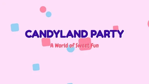 Whimsical candy land party title graphic template for sweet celebration Stock Footage 336805232
