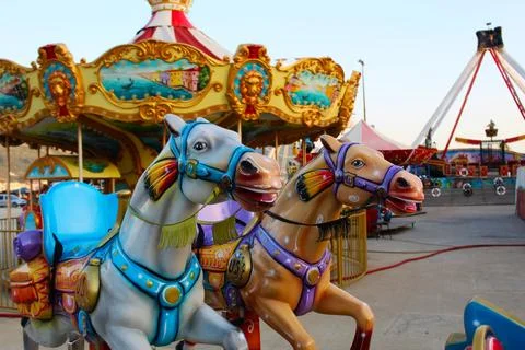 Whimsical Carousel Horses Stock Photos