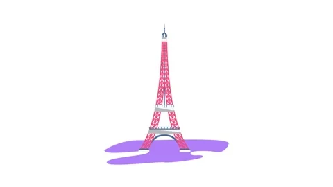 Whimsical cartoon depiction of the Eiffel Tower, showcasing playful lines a.. Stock Footage 332330369