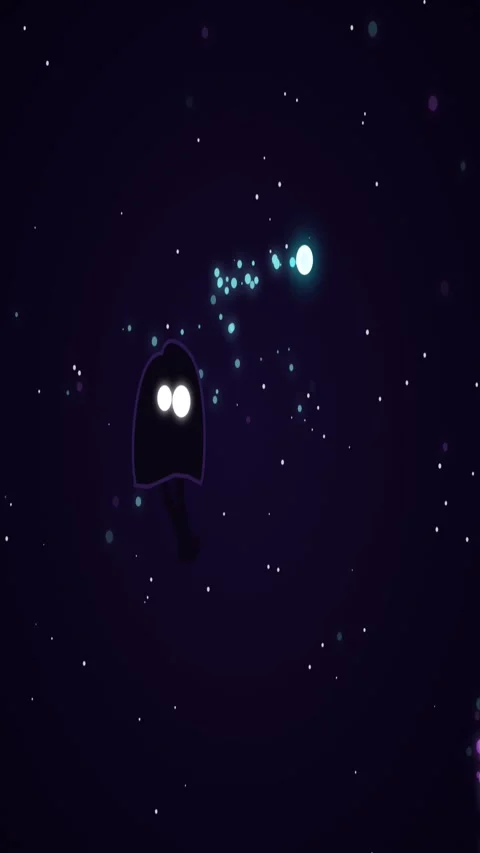 Whimsical cartoon ghost character floating among colorful space stars Stock Footage 341845974