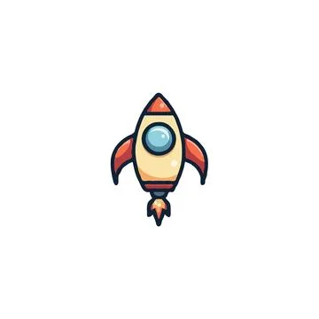 Whimsical cartoon rocket launching into the unknown symbolizing progress ex.. Stock Illustration