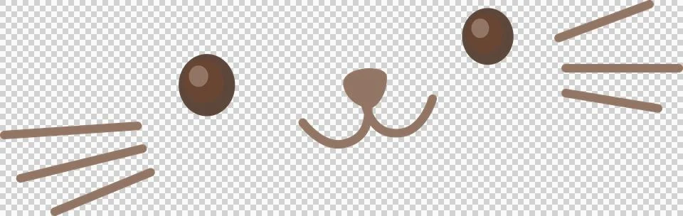 Whimsical cat face in bright flat style, transparent PNG Stock Illustration