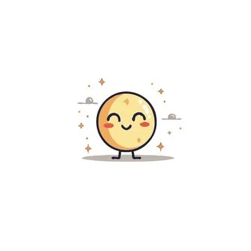 Whimsical celestial character with beaming face, a charming moon illustrati.. Stock Illustration