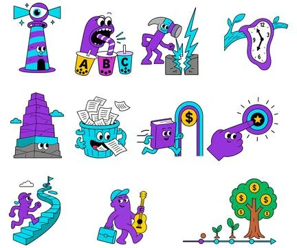 Whimsical Characters and Concepts Stockillustratie