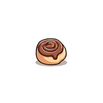Whimsical cinnamon roll illustration with flowing chocolate swirl invites y.. Stock Illustration
