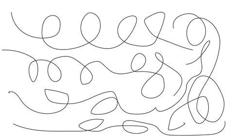 Whimsical collection of random continuous line drawings on a white backgrou.. Stock Illustration