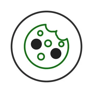 Whimsical cookie icon with playful bite mark conveys simple food indulgence.. Illustrazione stock