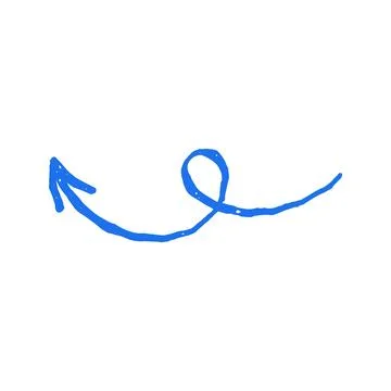 A whimsical curved arrow with a loop. A symbol for return, undo, or a playful Stock Illustration