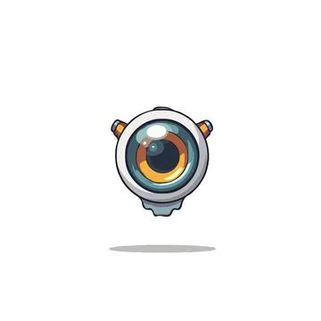 A whimsical cyborg eye gazing forward with retro science fiction and futuri.. Stock Illustration
