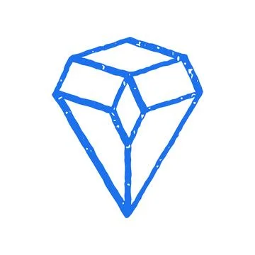 Whimsical Diamond Gemstone Hand Drawn Vector Illustration Stock Illustration