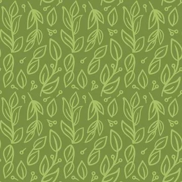 A whimsical doodle trees branch seamless pattern with intricate line art and Stock Illustration