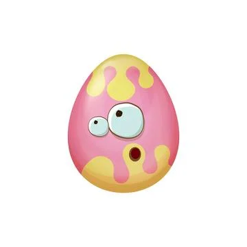 Whimsical Easter Egg: Cartoon Face with Exaggerated Features, Ideal for Creative Stockillustratie