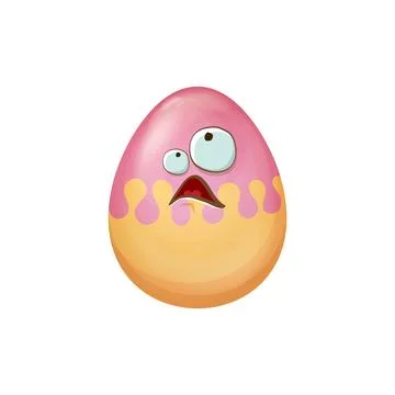 Whimsical Easter Egg: Cartoon Face with Exaggerated Features, Ideal for Creative Stock Illustration