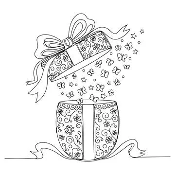 Whimsical Easter Gift Box Opening with Butterflies and Stars Stock Illustration