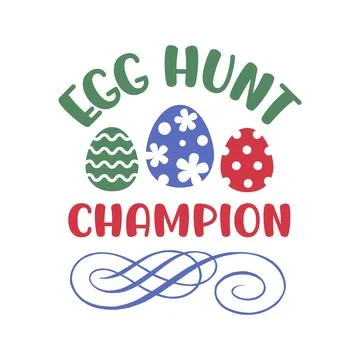 Whimsical Easter Typography with Egg Hunt Champion Text Stock-Illustration