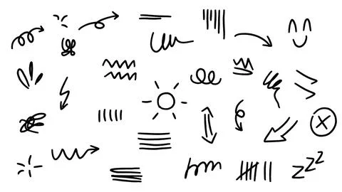 Whimsical elements doodle art Stock Illustration