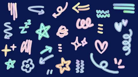 Whimsical elements stickers Stock Illustration