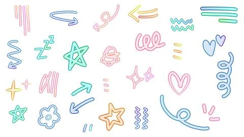 Whimsical elements stickers Stock Illustration