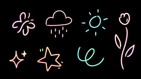 Whimsical elements stickers Stock-Illustration