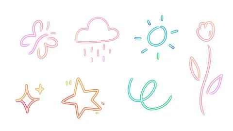 Whimsical elements stickers Stock Illustration