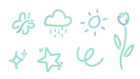 Whimsical elements stickers Stock Illustration