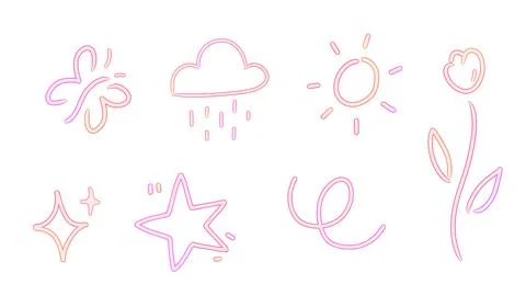 Whimsical elements stickers イラスト素材