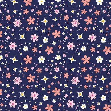Whimsical Floral Pattern with Eggs Stock Illustration