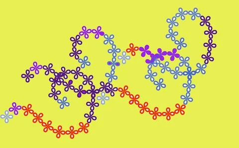 Whimsical Floral Vine Abstract Pattern on Yellow Background Illustrazione stock