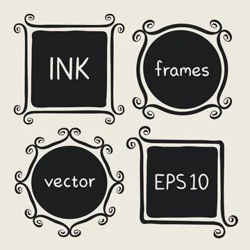 Whimsical frames hand painted with brush Stock Illustration