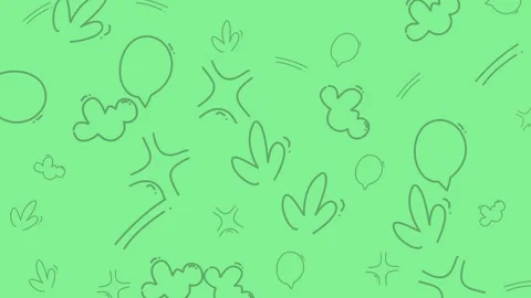 Whimsical Green Doodle Pattern - A Playful Background for Creative Projects. Stock Footage 321847370