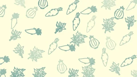 Whimsical Hand-Drawn Vegetable Pattern Animation with Carrots and Onions. Stock Footage 318941266