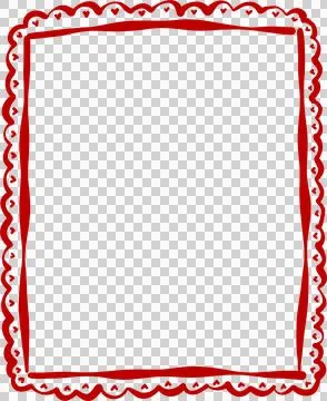 Whimsical Handdrawn Heart Border Rectangle Frame Outline with Lace Scalloped Edg Stock Illustration