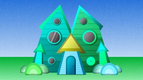 Whimsical House Animation Stock Footage 130087182