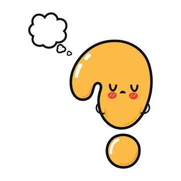 A whimsical illustration of a sad question mark character with blushing cheek Stock Illustration