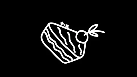 A whimsical illustration of a slice of cake with a cherry, set against a bl.. Stock Footage 320023932