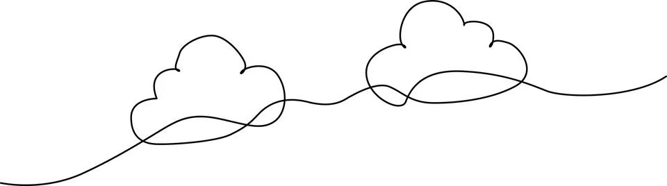 A whimsical illustration of two clouds connected by a wavy line. Vector Illustrazione stock